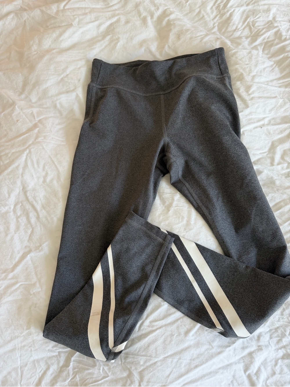 Tory Sport Dark Gray Leggings with White Stripes